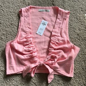 Abercrombie & Fitch Pink Cropped Tie Front Tank